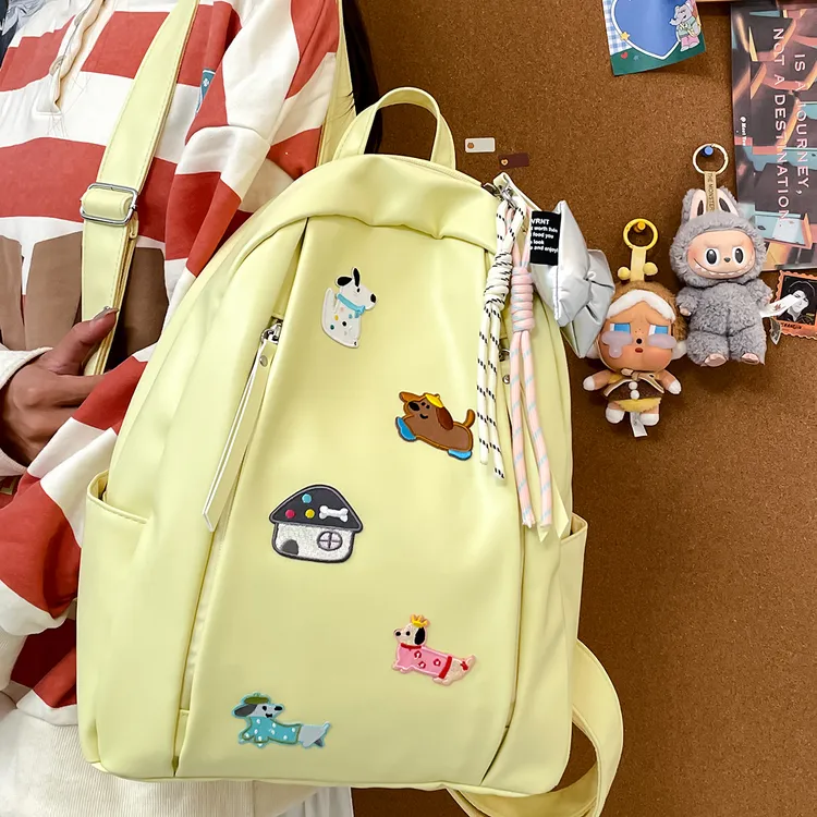 ins风高颜值腊肠狗韩版书包女百搭皮质可爱童趣双肩包小背包休闲