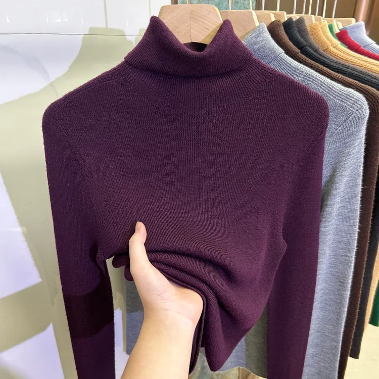 【100%精纺美丽诺羊毛】0989高领一线成衣秋冬新款60支无缝羊毛衫