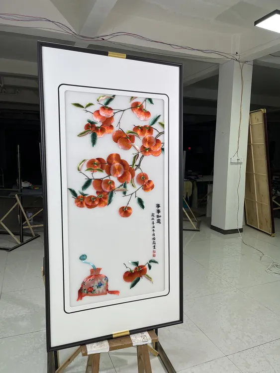 苏绣事事如意刺绣装饰画玄关装饰画高档高级感客厅入户玄关画挂画