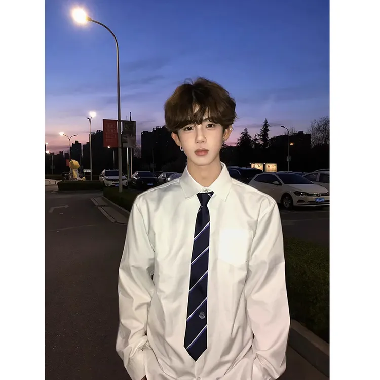 cleanfit白色长袖衬衫男高级感痞帅西装内搭衬衣日系学院风dk制服