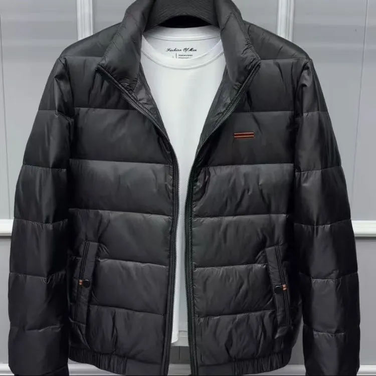 立领保暖潮流风褶皱螺纹休闲外套修身轻薄冬季