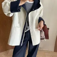 【双色慵懒连帽棉服】早秋新款！慵懒松弛感双色拼接连帽休闲棉服906