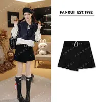 FANRUI/泛芮「月光罗曼」轻奢洋气百褶显瘦皮裙设计感半身裙B18405