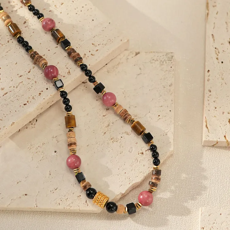 【辣妹】原创设计天然红纹石美式甜心项链