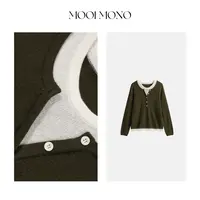MOOI MONO"雾织漫游"显瘦气质智性假两件亨利领针织上衣 Z627S53