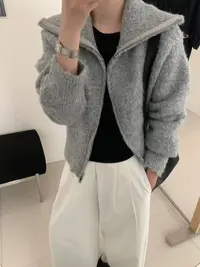 韩国代购.承诺   圈圈毛双拉链毛衣开衫L25090542