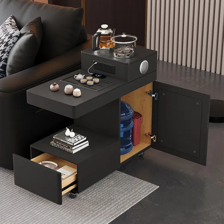 意式轻奢可移动茶几沙发边柜茶水柜烧水壶一体家用侧边几泡茶台桌
