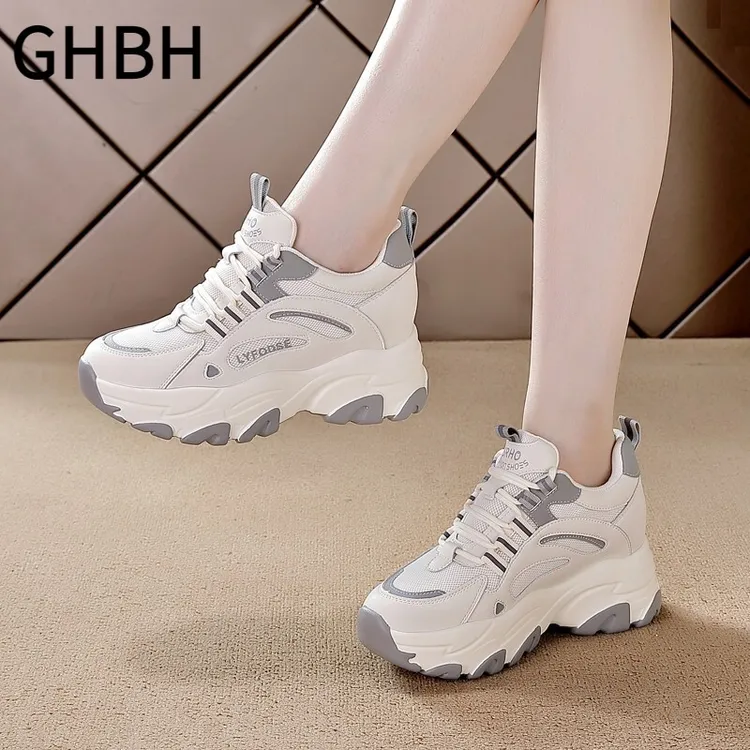 休闲内增高女鞋子百搭老爹鞋高跟透气运动小个子单鞋2025春夏新款