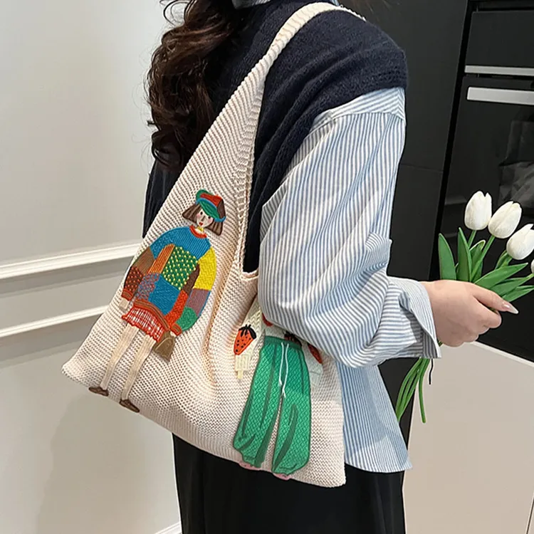韩版ins潮流时尚针织包女2025新款慵懒风腋下包上班通勤单肩大包
