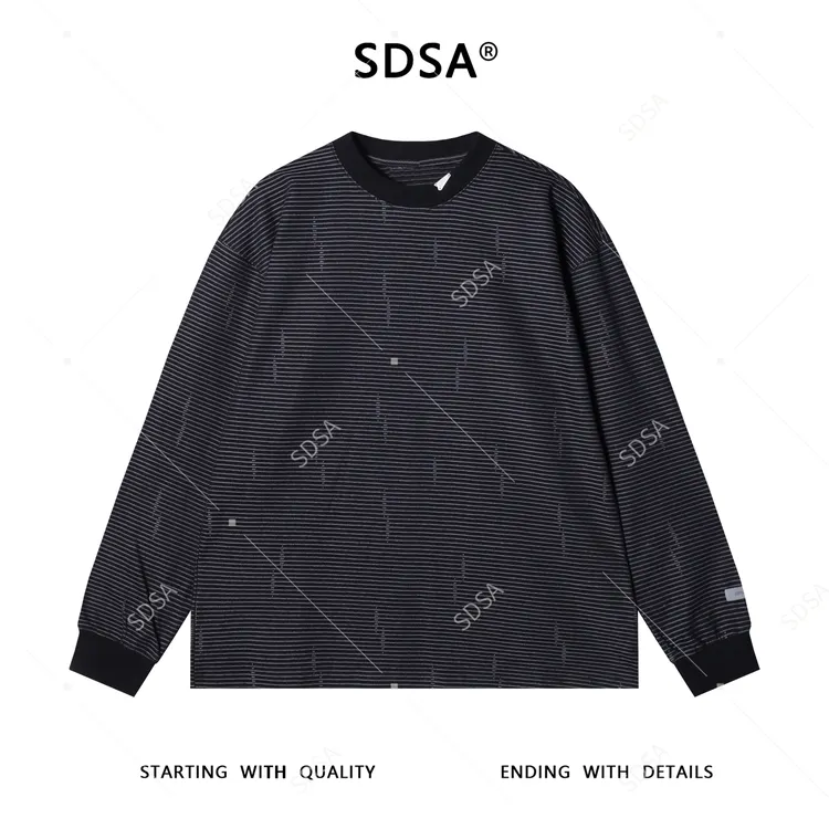 SDSA男士秋冬新款痞帅男装韩版撞色条纹套头圆领卫衣百搭宽松上衣