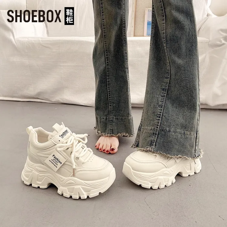 达芙妮集团旗下内增高小白鞋女春秋新款百搭老爹鞋休闲运动鞋女款
