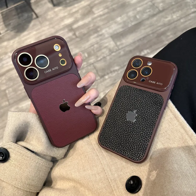 秋冬高级感皮纹适用于17Promax手机壳iPhone16新款14创意15大视窗