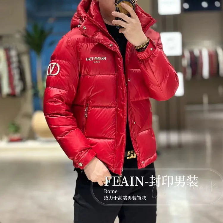 高端定制男士立体修身裁剪设计连帽羽绒服8566