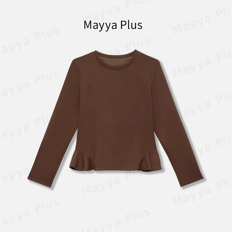 【拾秋】Mayya Plus麦芽定制韩系百搭长袖T恤纯色打底上衣32536300