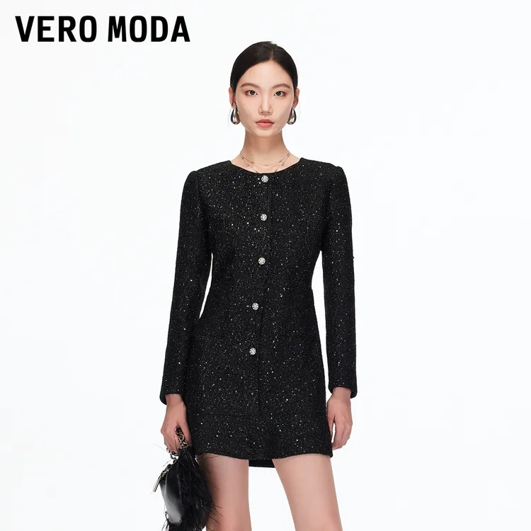 Vero Moda连衣裙【财阀千金】含绵羊毛亮片短裙流光风32537D010