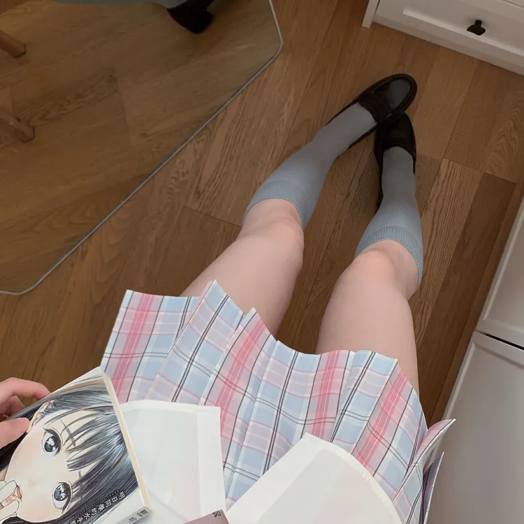甜猫酱原创【棉花糖】正版jk格裙校供感半身裙学院风日系百褶裙