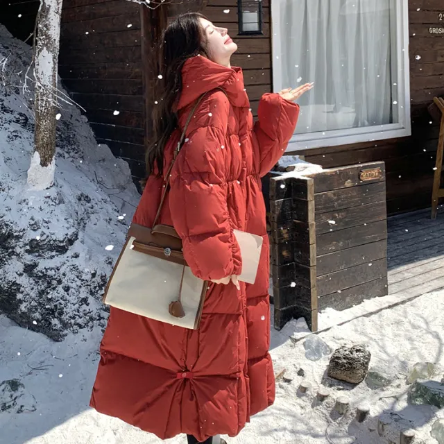 新年红大被子好看白鸭绒羽绒服外套女冬新款长过膝东北加厚面包服