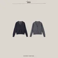 dedicate/两色针织v领双口袋开衫/时尚休闲百搭简约纯色