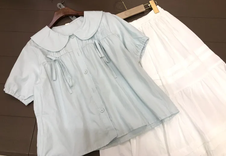 2025夏季新款韩系超薄洗水棉清秀娃娃装上衣8-15