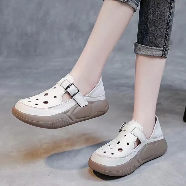 【真皮撤柜】洞洞鞋镂空罗马凉鞋镂空真皮凉鞋夏季舒适洞洞休闲