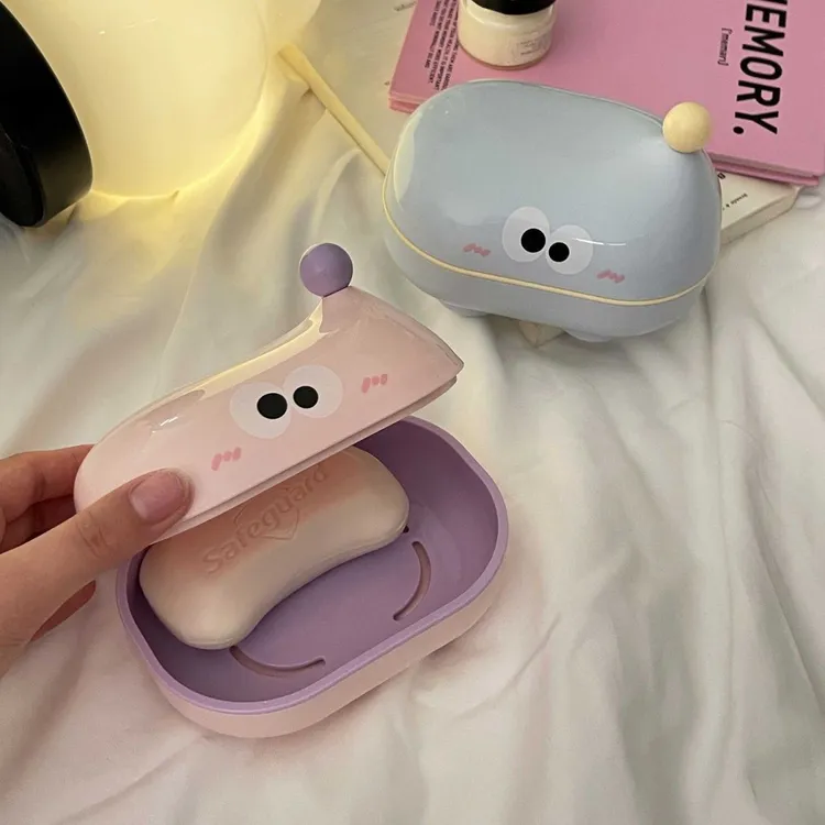 高颜值可爱肥皂盒创意带盖双层沥水便携式学生家用浴室香皂盒mj