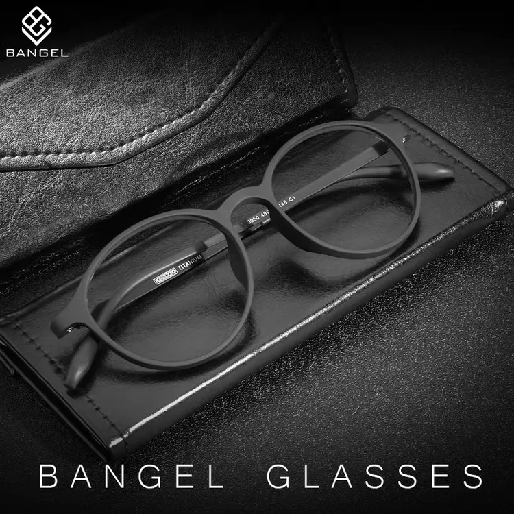 男款纯钛超轻圆框近视眼镜框小脸黑框女配度数防蓝光变色复古日系