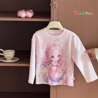 100棉【10A抗菌】3D立体数码印花纯棉儿童卡通打底衫长袖25t65