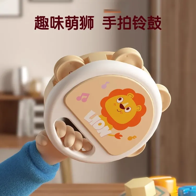 儿童玩具手拍鼓打击乐器宝宝铃鼓益智早教婴幼儿奥尔夫手摇铃qt