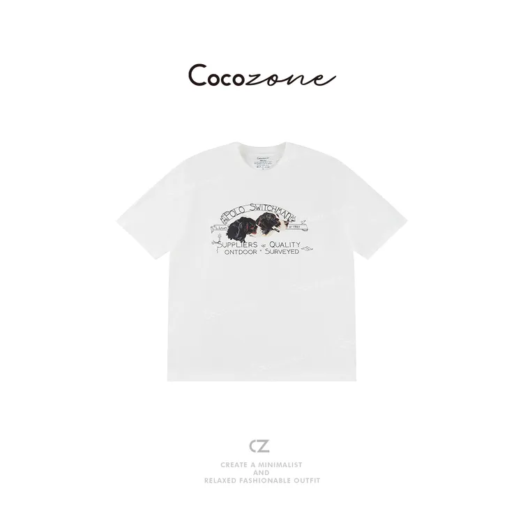 COCO ZONE 刘一一【100棉】字母图案印花圆领短袖T恤CD1A0033