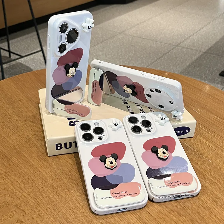 涂鸦色块立体米奇支架适用苹果17/16华为P70手机壳vivoppo小米15