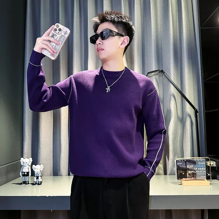 潮牌设计感毛衣男加厚打底衫线衣2025新款秋冬季痞帅气内搭针织衫