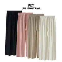 Jokara/丘可儿【木玑裤】中式国风针织阔腿高腰显瘦垂感百搭直筒裤
