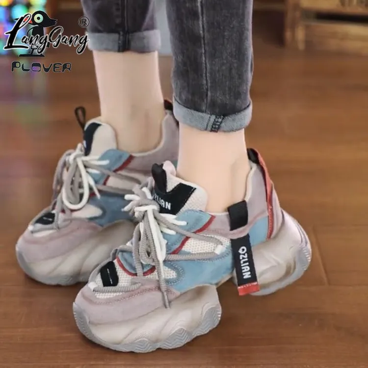 小个子厚底增高春春夏季新款网面透气运动时尚休闲风老爹鞋女