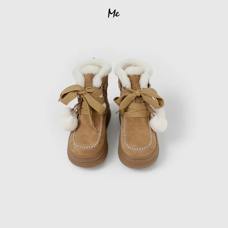 ME【磨砂真皮雪球靴（加绒）】重磅牛反绒百搭时尚保暖鞋子MESA4863
