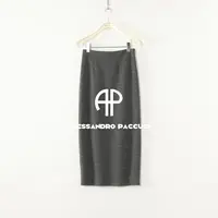 AP洛哥54115QB绵羊毛混纺修身包臀后开叉时尚铅笔裙半裙