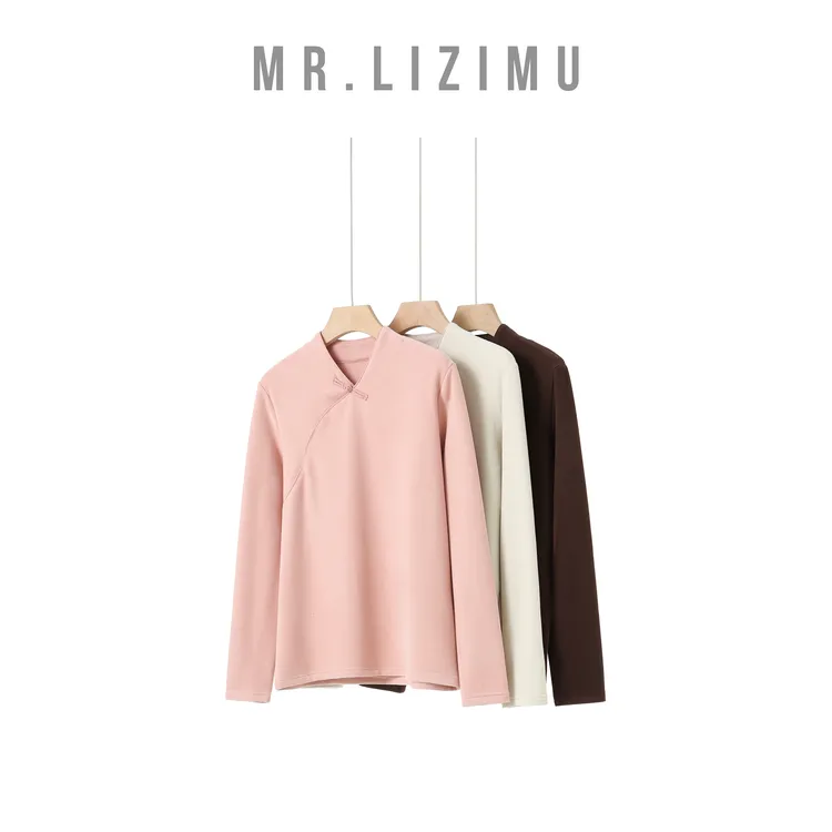 李子木先生时尚秀气新中式国风斜襟盘扣卫衣2025冬季新款保暖打底