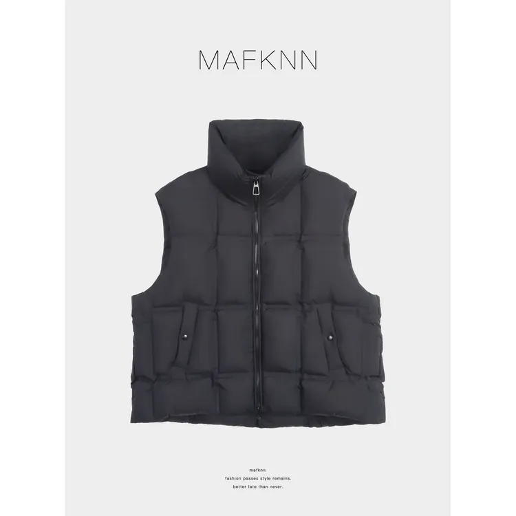 MAFKNN/玛肯时尚休闲简约纯色百搭冬季90白鸭绒马甲MK13782