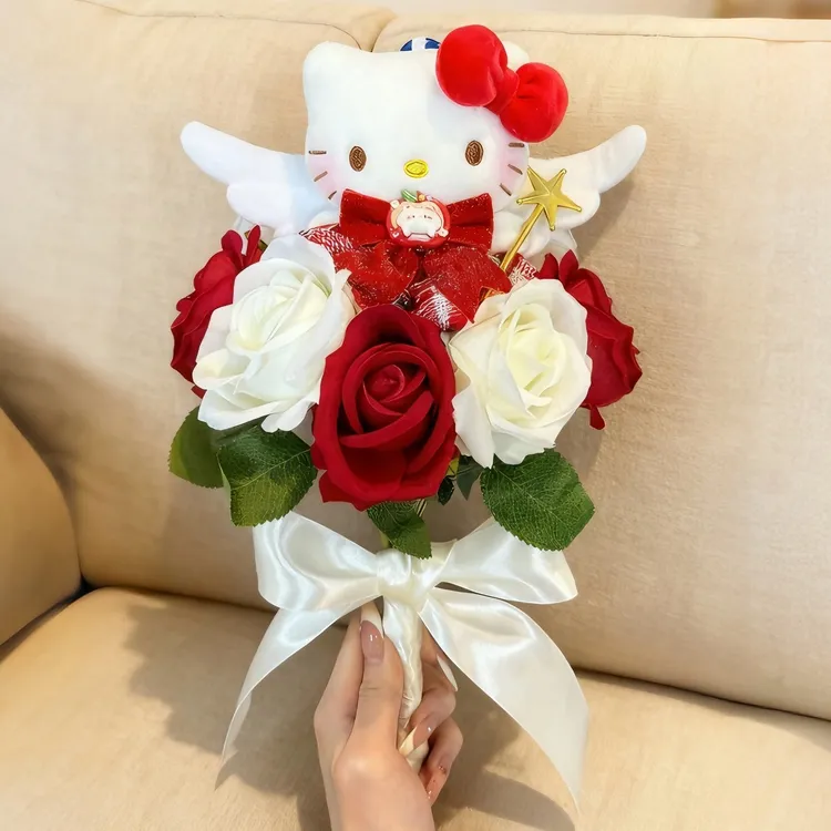 正版hellokitty真爱天使花束kt三丽鸥包包玩偶挂件送人生日礼物女