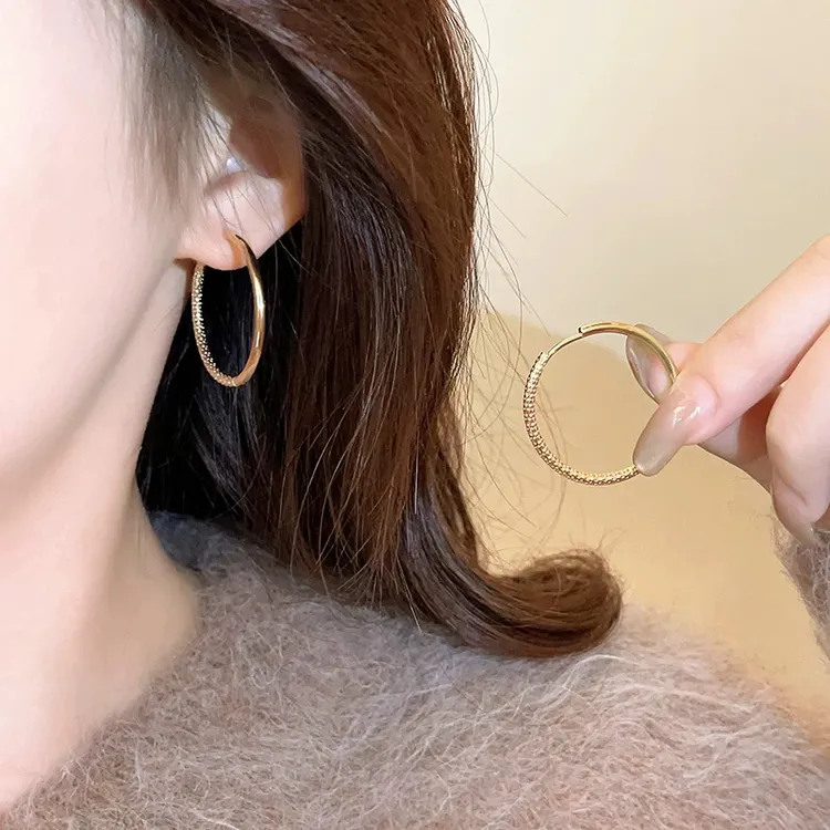 铜合金耳饰 素圈大圈耳独特2025新款爆款轻奢高级感耳圈气质百搭