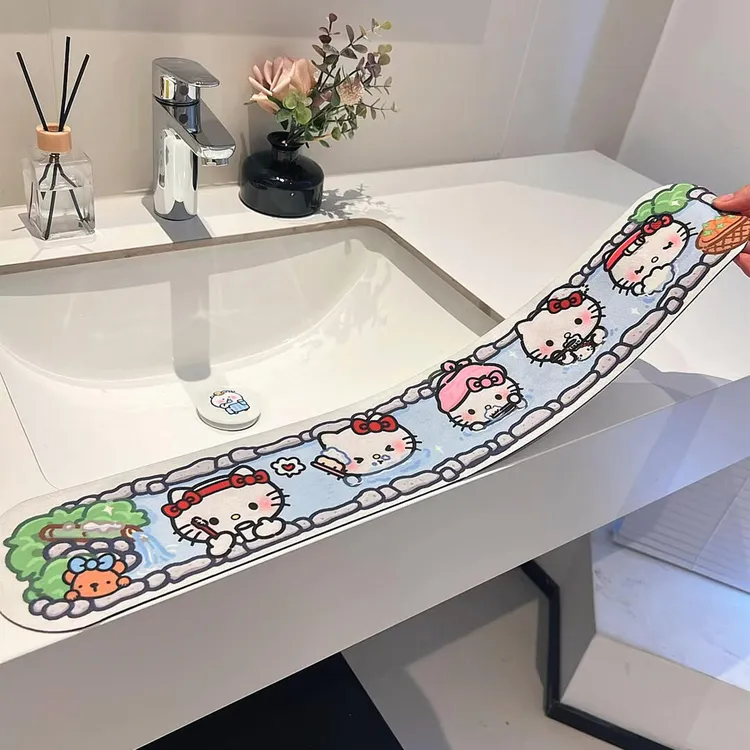 hellokitty沥水垫洗漱台上吸水速干硅藻泥垫家用厨房台面防滑垫