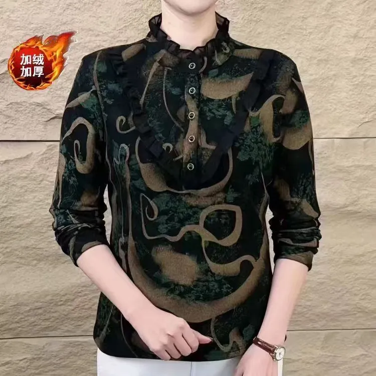 半高领洋气加绒显瘦百搭气质打底妈妈上衣