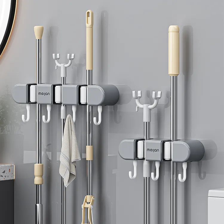 免打孔多功能拖把挂钩壁挂式置物架强力卫生间家用神器拖把夹阳台