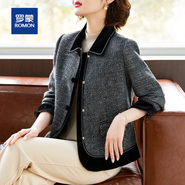 罗蒙时尚妈妈装2025新款春季显瘦短外套中老年女装气质休闲上衣女