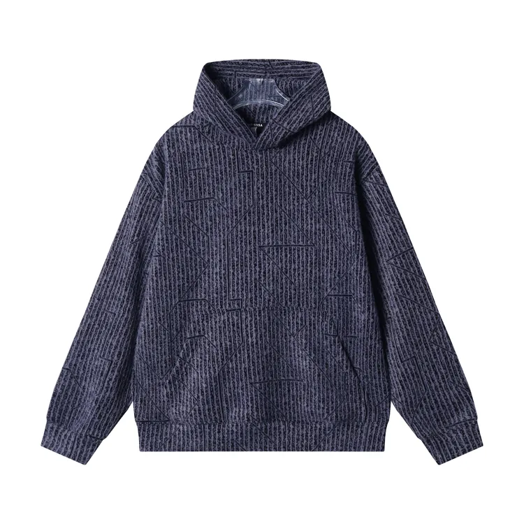 秋冬季新款时尚个性美式线条撞色连帽卫衣百搭情侣简约套头上衣