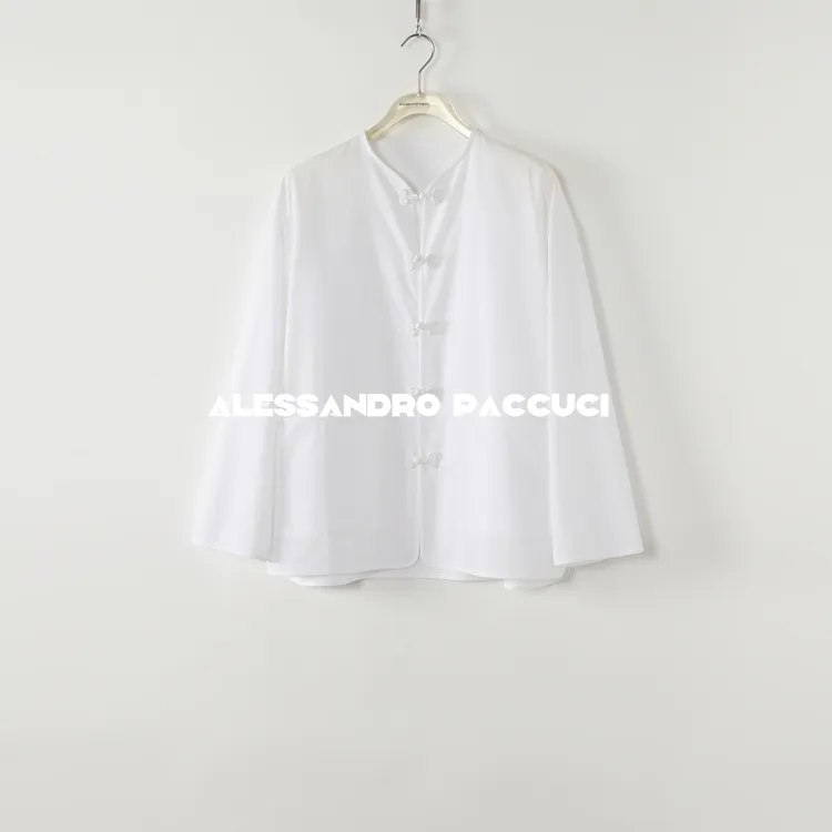 AP洛哥51018UG【白术】高支高密100匹马棉新中式盘扣包边百搭小衫