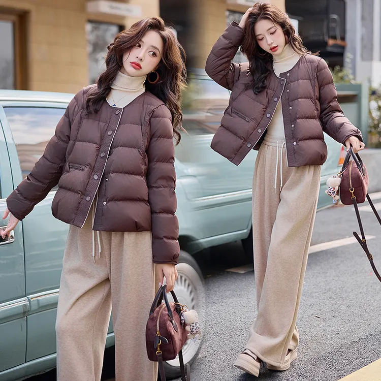 小香风轻薄羽绒服女短款2025冬季小个子韩范轻便保暖洋气外套