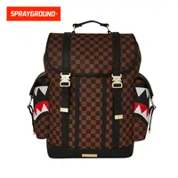 SPRAYGROUND鲨鱼嘴双肩包棕色棋盘格潮流防水运动XB W1135711