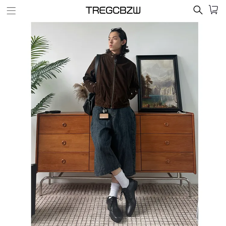 CBZW2025美式立领工装夹克男痞帅boxy短款哈灵顿休闲绒皮外套潮流