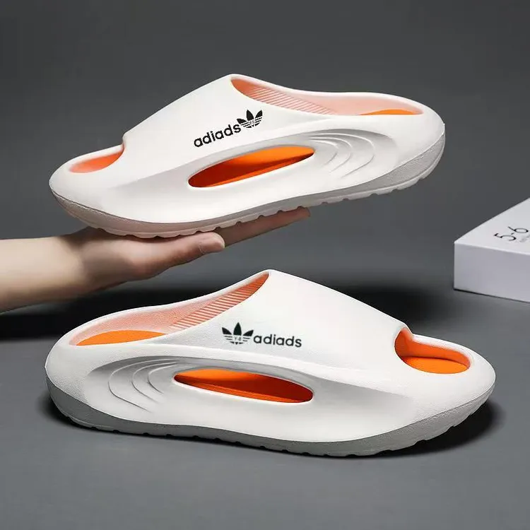 阿迪集团SHOEBOX网红三叶草夹脚拖鞋男夏季新款外穿沙滩厚底拖鞋