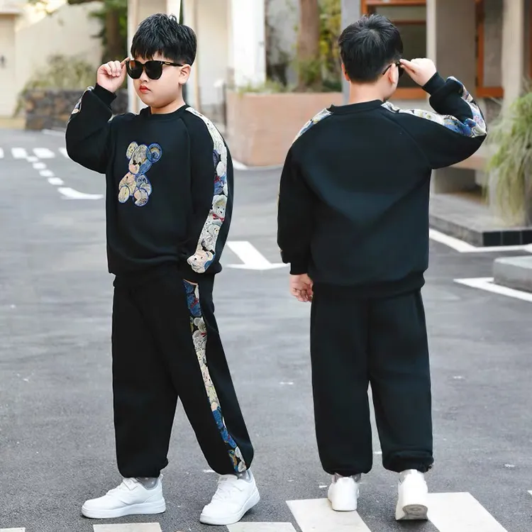胖男童套装加肥加大新款韩版洋气中大童春秋宽松休闲卫衣两件套潮